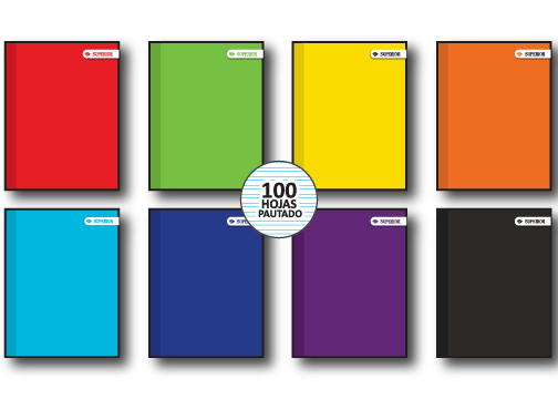 CUAD COS GDE PAUTADO 100H 8 COLORES CON EFECTO